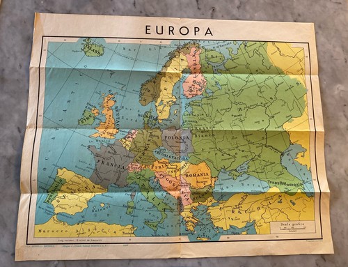 Cartina geografica europa 1958 - cartina,