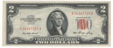 USA STATI UNITI 2 DOLLARI  BOLLINO  ROSSO 1953