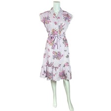 Vintage Womens Dress XS/S Purple Floral Prairie Cottagecore Country Belted New