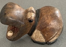 Scultura ippopotamo dipinta a mano, in legno di teak (9 cm.) - Indonesia