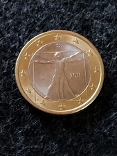 moneta un 1 € euro ITALIA 2011 Uomo Vitruviano - circolata OTTIMA [F]