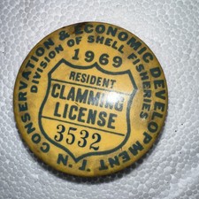 Rara spilla patente a morsetto New Jersey 1969 vintage bottone posteriore 2" ottime condizioni