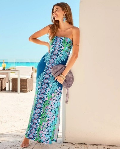 Maxi abito senza spalline - maxi,