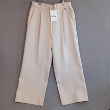 Dixie Women's High Waist Wide Leg Pants With Drawstring Size M Cream Italy NWT