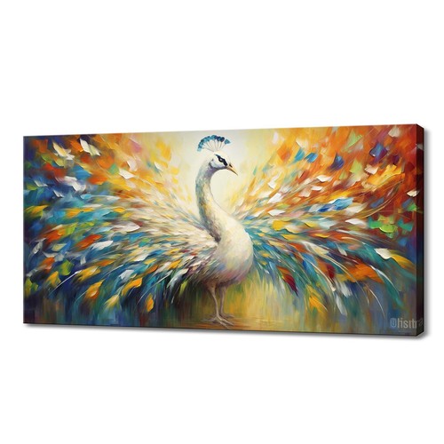 Stampa artistica pavone bianco