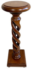 Tavolo con piedistallo in noce torsione orzo aperto, Made in Italy