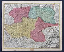 stampa antica mappa 1710 homann acquaforte mappa austria vienna carta geografica