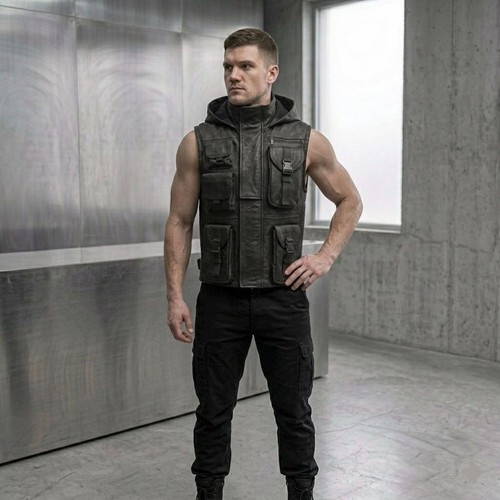 Gilet tattico pelle con - tattico, in