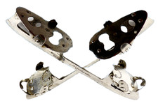 Pattini da ghiaccio Spalding Canadian Club epoca vittoriana cromato argento misura 10,5