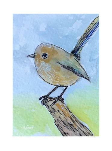 Aceo kenna watercolour wren - by,