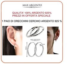 Orecchini a cerchio cerchietti in argento 925% Unisex  canna 2 x 12 mm