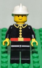 Lego minifigura Pompieri firec001 torso nero bottoni cintura elmetto bianco 1991