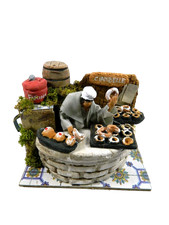 Pastore in Movimento Venditore di Dolci Cm 9x14x12h Pasticceria Pastori Presepe