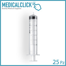 25 pz Siringa senza ago monouso sterile con attacco luer eccentrico da 60 ml PVC