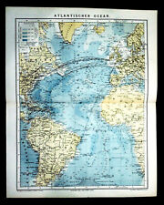 1897 ANTICA STAMPA GEOGRAFICA:LA CARTA OCEANO ATLANTICO E ROTTE EU.. USA..AETNA