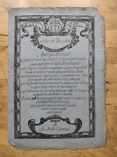 Bologna antico rogito 1660