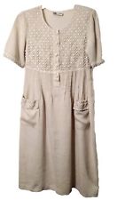 Abito longuette puro lino Olianna Positano tg. S, bottoni, manica corta e tasche