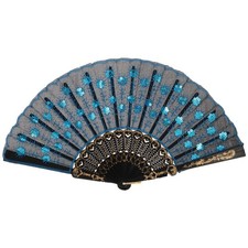  Elegante ventaglio ricamato a mano con fiori. Ventaglio pieghevole in tessuto