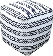 Boho Cotton Pouf Natural Black
