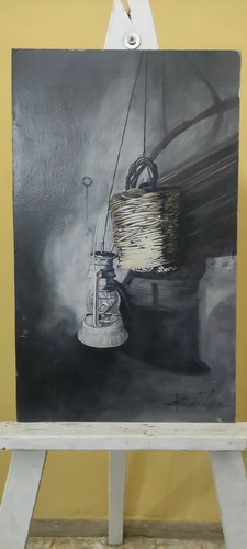 Dipinto olio tela su - olio,,