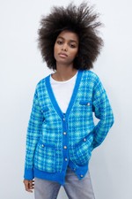 Zara Quadri Maglia Cardigan