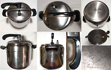 PENTOLA A PRESSIONE USATA VINTAGE ANNI 80 MARCA AETERNUM CON TRIPLO FONDO INOX