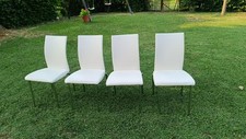 Lotto 4 Sedie Vintage Ecopelle Bianca Gambe Cromate