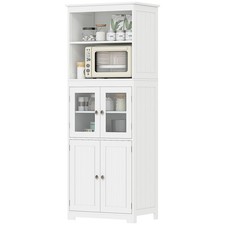 HOMCOM Mobile da Cucina con 2 Ripiani Aperti e 2 Armadietti in MDF Bianco