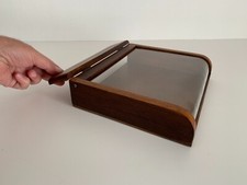 Antica piccola vetrinetta in legno (con vetro curvo) - per bancone orologeria