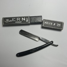 Rasoio dritto ERN vintage 1166 Germania con corona e spada 1720 scatola non corrispondente