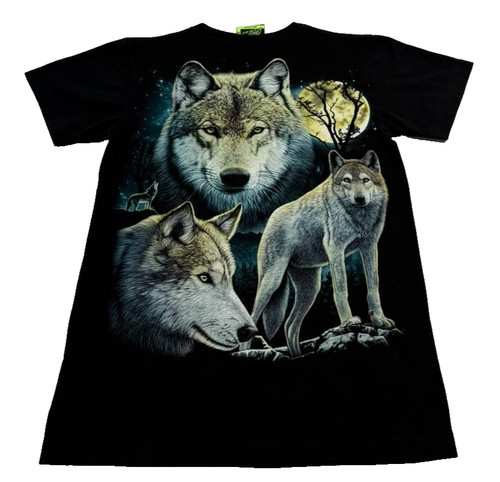 Shirt black wolf graphic - wolf,