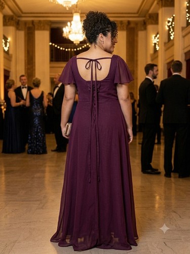 Maxi abito elegante bordeaux