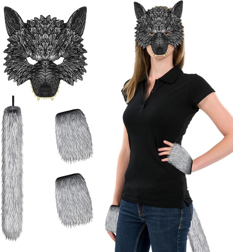 Maschera lupo con coda - da,