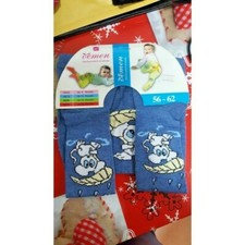 GHETTINE calze invernali bambino neonato 6 mesi (56-62cm) blu animaletto