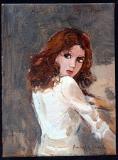 EDMONDO MANEGLIA OLIO SU CARTONE FIRMATO - FIGURA DI RAGAZZA