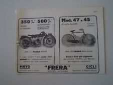 advertising Pubblicità 1924 MOTO FRERA 350 SPORT/BICI 47 EXTRA LUSSO