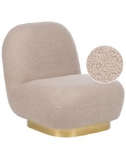 Poltrona beige in tessuto bouclé con base oro stile contemporaneo Loviisa