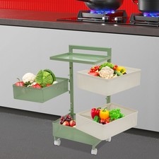 Carrello Portaoggetti Girevole Organizzatore Cucina con Ruote Quattro Cestini Portaoggetti Verde