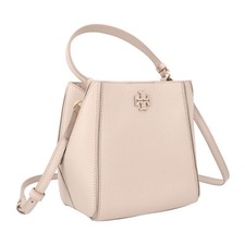 Borsa a secchiello piccola TORY BURCH donna McGraw pelle beige manico cinturino OS RRP 392