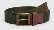 Cintura uomo Barbour Chester tessitura/pelle marrone cachi grande (veste 38") nuova