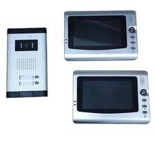 Kit Videocitofono Bifamiliare Colori Telecamera Led Esterno 2 Monitor 7 Pollici