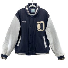 Giacca Varsity Vintage Outdoor Exchange XLarge Nero Lana Avorio Pelle Maniche