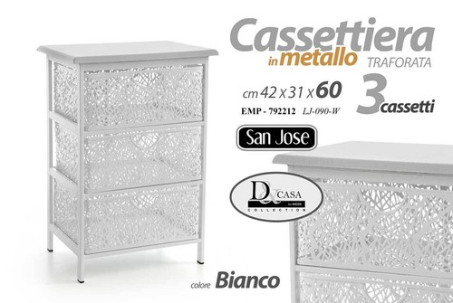 Cassettiera bianca traforata - bianca,