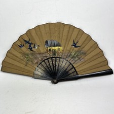 Antico Ventaglio vintage per signora in legno dipinto a mano firmato epoca 900