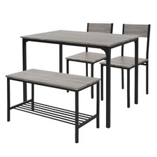 Set tavolo da pranzo per cucina 4 pezzi rovere grigio set di mobili soggiorno