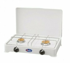 Fornello a gas 2 fuochi Gpl / Metano Griglia Cromata Spartifiamma Ottone Parker