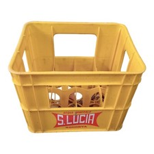 Cassa Trasporto Portabottiglie Colore Giallo Acqua Santa Lucia 12x1.5lt Vintage 