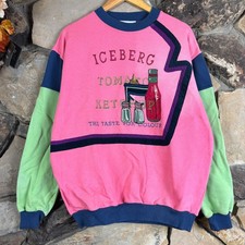 Felpa Vintage Iceberg Storia Girocollo Pomodoro Ketchup Taglia XL Italia anni 90