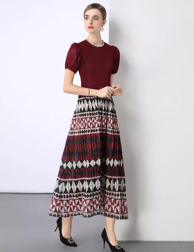 Vestito lungo bordeaux con - vestito,