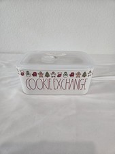 Rae Dunn "Cookie Exchange" Contenitore in ceramica per le vacanze da forno con coperchio - 